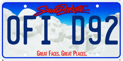 SD license plate 0FID92