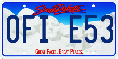 SD license plate 0FIE53