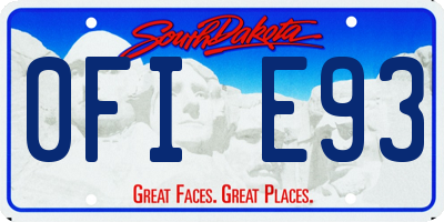SD license plate 0FIE93