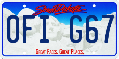 SD license plate 0FIG67