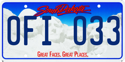 SD license plate 0FIO33