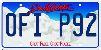 SD license plate 0FIP92