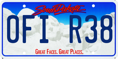 SD license plate 0FIR38