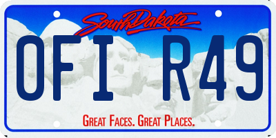 SD license plate 0FIR49