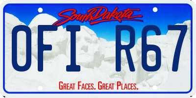 SD license plate 0FIR67