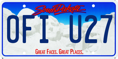 SD license plate 0FIU27