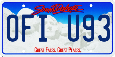 SD license plate 0FIU93