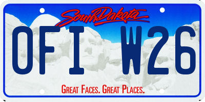 SD license plate 0FIW26