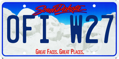 SD license plate 0FIW27