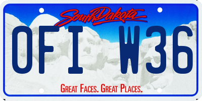 SD license plate 0FIW36