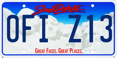 SD license plate 0FIZ13