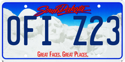 SD license plate 0FIZ23