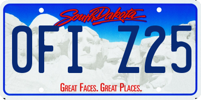 SD license plate 0FIZ25