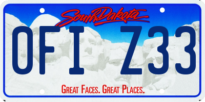 SD license plate 0FIZ33
