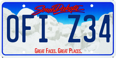 SD license plate 0FIZ34
