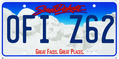 SD license plate 0FIZ62