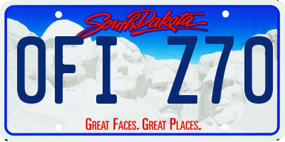 SD license plate 0FIZ70