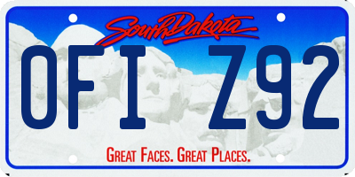 SD license plate 0FIZ92