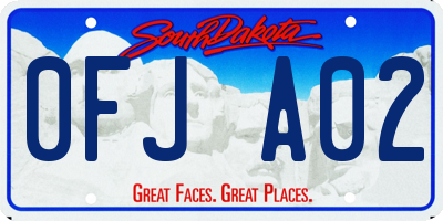 SD license plate 0FJA02