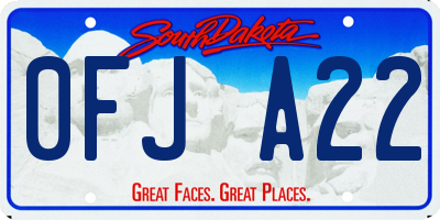 SD license plate 0FJA22