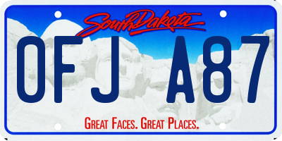 SD license plate 0FJA87