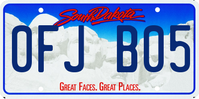 SD license plate 0FJB05