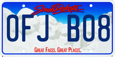 SD license plate 0FJB08