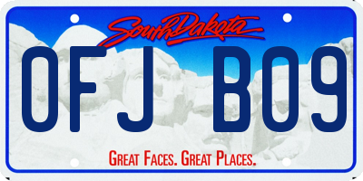 SD license plate 0FJB09