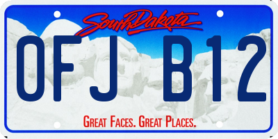 SD license plate 0FJB12