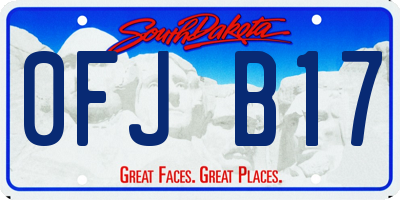 SD license plate 0FJB17