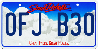 SD license plate 0FJB30