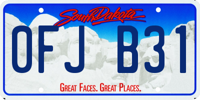 SD license plate 0FJB31