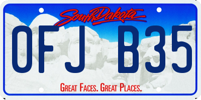 SD license plate 0FJB35
