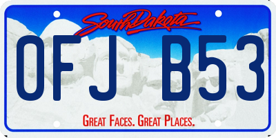 SD license plate 0FJB53