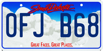 SD license plate 0FJB68