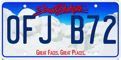 SD license plate 0FJB72