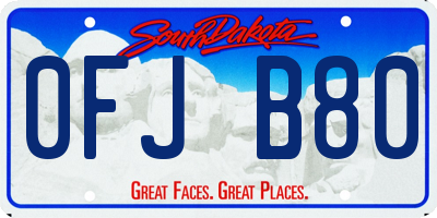 SD license plate 0FJB80