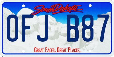 SD license plate 0FJB87