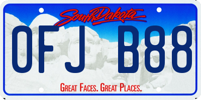 SD license plate 0FJB88