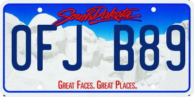 SD license plate 0FJB89