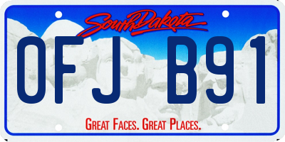 SD license plate 0FJB91