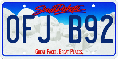 SD license plate 0FJB92