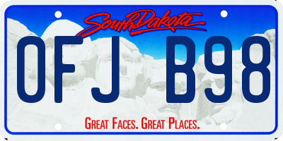 SD license plate 0FJB98