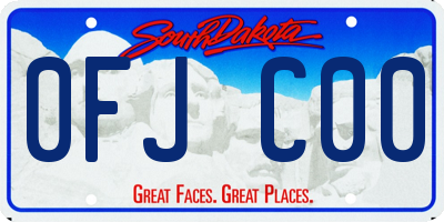 SD license plate 0FJC00