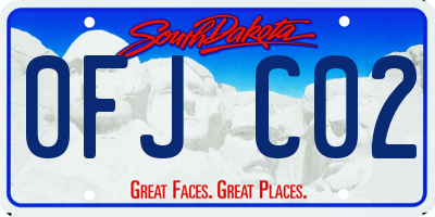 SD license plate 0FJC02