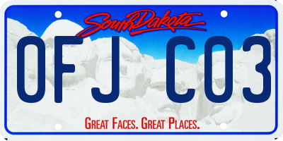 SD license plate 0FJC03