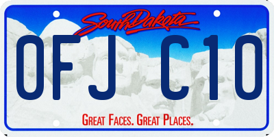 SD license plate 0FJC10
