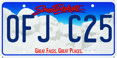 SD license plate 0FJC25