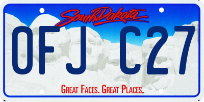 SD license plate 0FJC27