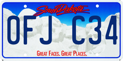 SD license plate 0FJC34
